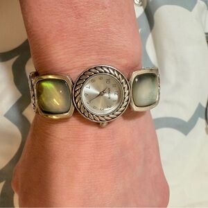 Silver and Green Women's Jewelry Watch